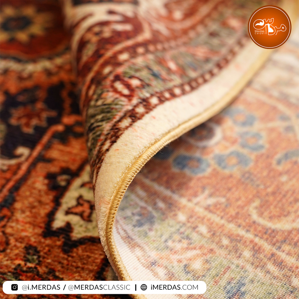 فرش کهنه نما کد 100630 زمینه کرم